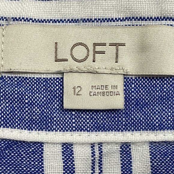 Loft Blue & White Striped Wrap Skirt With Ruffle Hem & Side Tie  Size 12 - Picture 6 of 8